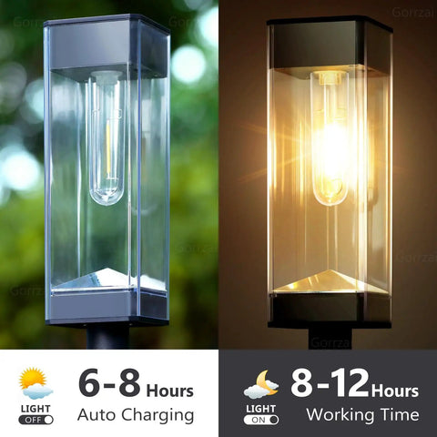Eight Pack Solar Pathway Lights Outdoor LED Waterproof 3000K Tungsten Filament Bulbs For Lawn Garden Driveway Walkways And Patios