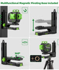 Magnetic pivot base of 3 X 360 Cross Line Laser Level 3D Self Leveling with Green Beam for accurate alignment setup