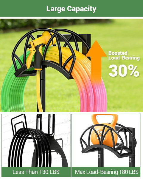 Heavy Duty Freestanding Garden Hose Reel Stand With Ground Spikes Detachable Metal Rack Holds Up To 160 Ft Of Hose