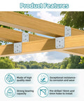 Heavy Duty 4x4 Post Bracket Kit For Wood Posts Pergolas Decks Porches Beams Made From Solid Carbon Steel 4mm Thick Built Tough For Superior Load Bearing Anti Bend Rigidity And Easy Install. 4x4 wood beam brackets on pergola beams