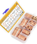 Eight Sizes Copper Metric Sealing Washers And Flat Washers 150 Pieces Assortment Kit M6 M8 M10 M12 M14 M16 M18 M20 case