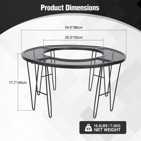 35 Inch Portable Fire Pit Surround Tabletop Round Shield For Outdoor Pits With 21 Inch Inner Diameter Foldable And Easy To Install