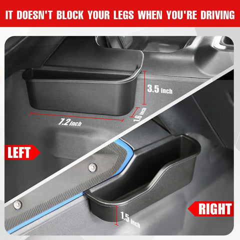 Ford Bronco Gear Shift Side Storage Box Organizer For 2021 To 2025 2 Door And 4 Door Models interior view dimensions shown