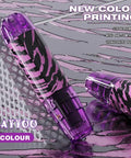 Wireless Tattoo Pen Kit For Beginners With 10 Needles And 7 Ink Colors, cordless machine with purple design on metallic surface
