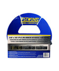 3/8 Inch X 50 Foot PVC Rubber Hybrid Air Hose packaging with product details and model number displayed in blue and white
