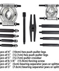 Beefy 12 Piece Bearing Puller Set With 5 Ton Capacity And 2 Inch And 3 Inch Jaws Wheel Hub Axle Puller Kit with components displayed