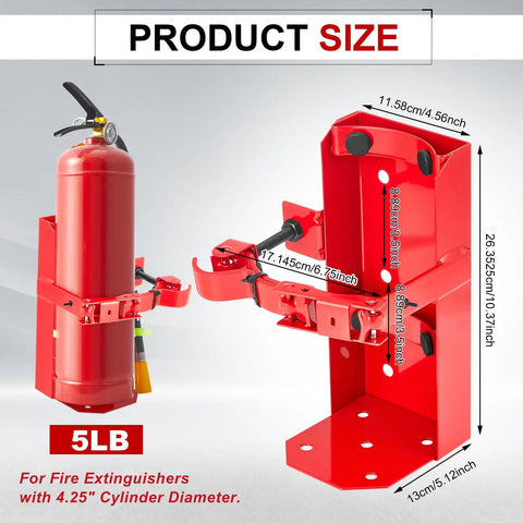 Heavy Duty Metal Fire Extinguisher Wall Mount Bracket Holds Up To Five Pounds Red Indoor Safety Stand Keep Your Emergency Gear Locked And Loaded Where You Need It Right Now
