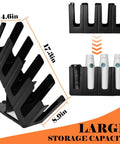 Two Pack Paper Cup And Lid Holder 4 Compartment Disposable Cup Dispenser showing dimensions and storage with cups inserted.