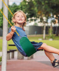 Child on Two Pack Outdoor Swing Set For Kids And Adults With Hooks And Chains Included Durable EVA Seats Easy Assembly