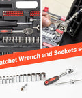 132 Piece Home And Auto Repair Tool Set With Sturdy Toolbox Case Driver Handle Socket Wrench Hex Keys And Screwdriver Bits