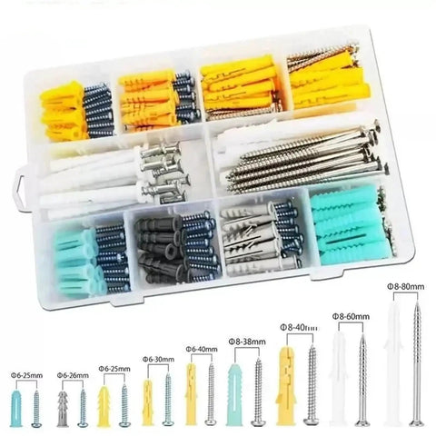 Heavy Duty Self Drilling Drywall Anchors Kit 220 Piece Wall Plugs Expansion Bolts Yellow Zinc Plated Carbon Steel Rust Resistant Quick Install No Pre Drill For Drywall And Light Masonry Projects in organizer box