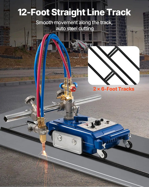 NoSweat JobReady Automatic Gas Track Torch Burner For StraightShot Pipe Flame Cutting HeavyDuty Beveling Machine With Quick Variable Speed Dial And 110V Plug And Play Power Setup