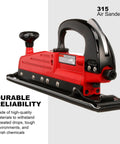 Straight Line Air Sander With 2.75 Inch Pad And 17.5 Inch Pad Length, durable red and black design with ergonomic handle