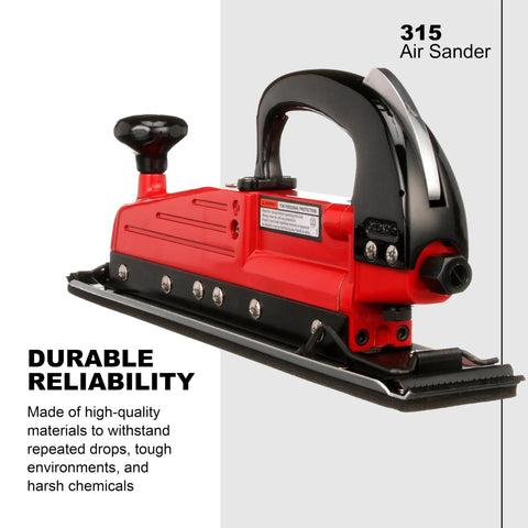 Straight Line Air Sander With 2.75 Inch Pad And 17.5 Inch Pad Length, durable red and black design with ergonomic handle