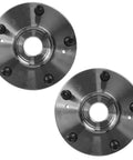 Front view of Front Wheel Bearing And Hub Kit Set For 2009 2014 Acura TSX 2008 2012 Honda Accord 2010 2011 Accord Crosstour 2012 2015 Crosstour 2 Piece Replacement With Front Hubs And Bearings Plug And Play Easy Install OEM Grade Quality showing two metallic hubs.