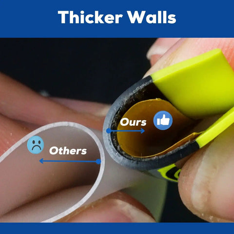 Close-up of Self Adhesive Tire Liner For 1.95 To 2.125 Inch Tires showing thicker wall comparison with another liner.