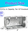20 Pack Galvanized Steel Electrical Box 4 By 2 Inch Utility Junction Box 1-7/8 Inch Deep Raised Ground Square 13 Cu In Capacity