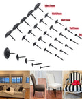 Premium Black Iron Round Head Upholstery Nails And Smooth Furniture Decorative Tacks Stock Up On These Gotta Have Hardware Gems For Any Weekend Warrior Project Around The House 100 Pack, various sizes displayed.