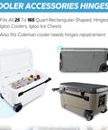 Stainless Steel Cooler Hinge Replacement Set For Outdoor Camping Chests 25-165 Quart, Rustproof Hinges With Screws, Fits Classic Coolers