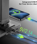 Close-up of Go-To Smart Desk Lamp With 10W Wireless Charger And USB Port showing USB connection and charging smartphone.
