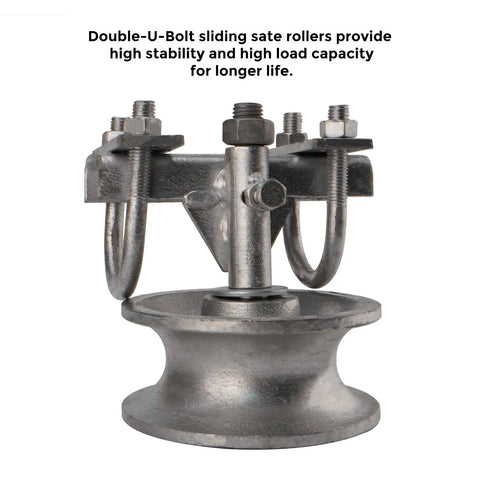 Heavy Duty 5 Inch Pipe Track Gate Rollers For Chain Link Gates Compatible With 1 7 Eighth Inch Post, double-U bolt view