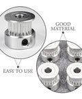 8 Piece GT2 Timing Belt Pulleys Set For Machinery And CNC 20 Tooth 6mm GT2 Belts 5mm Bore Synchronous Drive Direct Install High Precision Aluminum Pulleys, aluminum pulley close-up