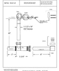 Specification sheet for No Fuss Above Floor Bathtub Overflow Drain Kit With Tip Toe Drain Valve and Two Hole Cover Matte Black.