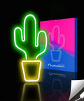 Neon cactus-shaped sign in premium acrylic, USB-powered for home bar decor, 16.5 x 8.7 inch. Box with brand logo.