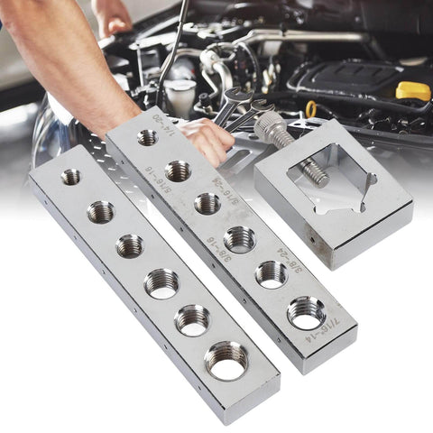 Achieve precise bolt drilling and secure safety wire installations with this carbon steel drill jig set, compatible with M6 to M12 bolts