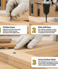 Get Your Hands On These Number 8 X 1/2 Black Modified Truss Head Wood Screws 500 Pack securing wood while demonstrating installation steps.