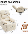 Dimensions of 360 Degree Rocking Recliner Chair With Footrest And Side Pocket, Comfy Velvet Beige Upholstered Single Sofa Armchair