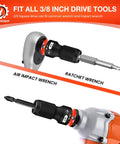 Quick Release Impact Bit Holder Three Eighths Inch Square Drive To One Quarter Inch Hex Socket Adapter used in tools