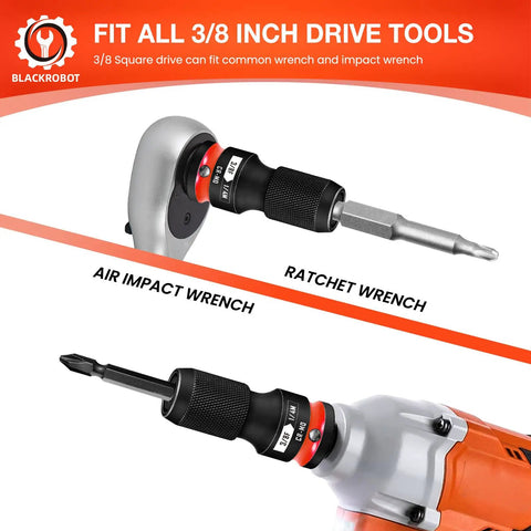 Quick Release Impact Bit Holder Three Eighths Inch Square Drive To One Quarter Inch Hex Socket Adapter used in tools