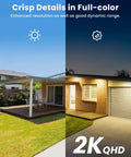 Day and night view showcasing 2K quality of Solar Outdoor Security Camera With Floodlight, Wireless 2K Battery Powered Security Cam.