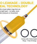Grease Monkey Pick Fluid Extractor Pump With 39 Inch Hose And Reinforced Extension Tubes showing dual seal technology and extra sealing rings.