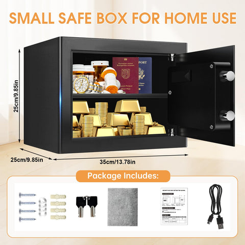 Heavy Duty Home Safe With Fireproof And Waterproof Protection Digital Security Safe With Key And Combo Lock open showing contents