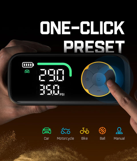 Heavy Duty Tire Inflator Portable Air Compressor For Cars And Trucks With 150 PSI Cordless Pump And Digital Pressure Gauge display