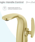 Brushed Gold Single Hole Bathroom Faucet With Single Handle, Solid Brass Construction, 1.2 GPM Flow, side view