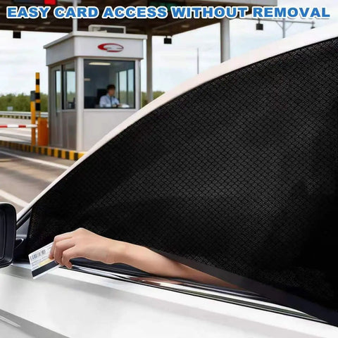 Custom Fit Car Window Mesh Sun Shade For Tesla Cybertruck 2024 2025 2026 with card access feature during toll use.