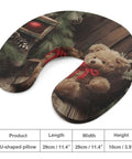 Xmas Tree Branch Bear Doll Travel Pillow U Shaped Neck Support Pillow with holiday design and memory foam material