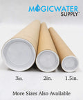 Solid As A Rock Kraft Mailing Tubes For Shipping And Storage Extra Strong Spiral Wound Design With Tight End Caps Made Right Here In Usa for 3in, 2in, and 1.5in sizes.