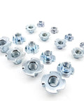 Heavy Duty Steel Four Claw Blind Pronged Tee Nut Set For Speaker And Furniture, M4 To M12 Thickened Inserts, 2/10/20 Pack Display