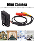 Mini analog CCTV camera board with 2MP sensor, wide-angle 3.6mm lens, plug and play, metal housing for home and office monitoring.