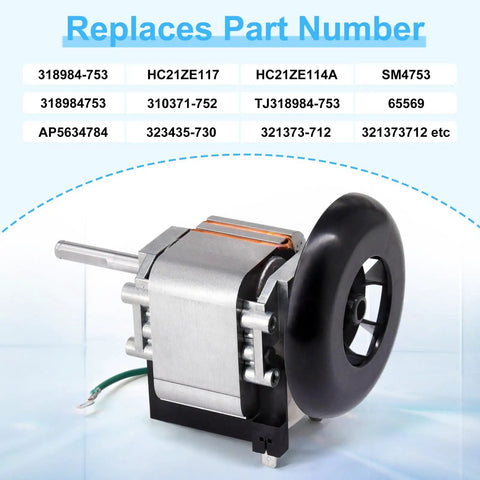 Draft Inducer Motor Kit For Furnace Replacement 318984 753 HC21ZE117 Fits Carrier Bryant Payne Jakel, part number list shown