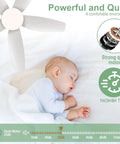 White 40 Inch Ceiling Fan With Lights And Remote Modern 5 Blade Design above sleeping baby showcasing quiet motor feature