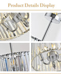 Industrial Chrome Crystal Drum Ceiling Light Three Light Fixture With Dope Modern Look Close To Ceiling details
