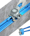 Heavy Duty Manual Ceramic Tile Cutter Machine cutting porcelain tile with blue rails, 2023 Model, shown from above