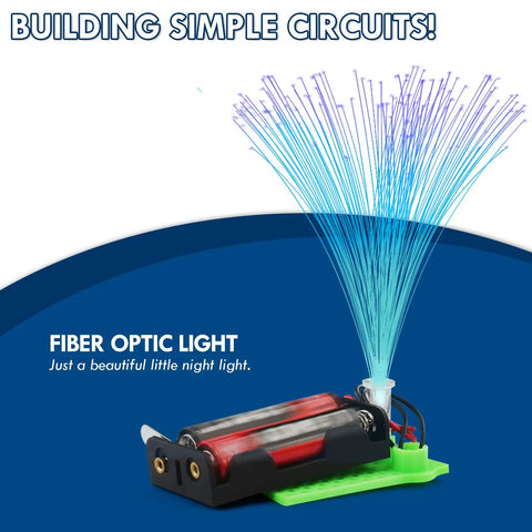 Fiber Optic Light Science Kits For Kids Set Of 8 Hands On STEM Projects With Simple Circuits, colorful fiber optic display
