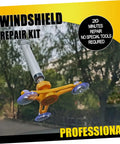Car Windshield Repair Kit For Chips And Scratches, Quick Fix Auto Glass Crack Repair Tool displayed with repair tool