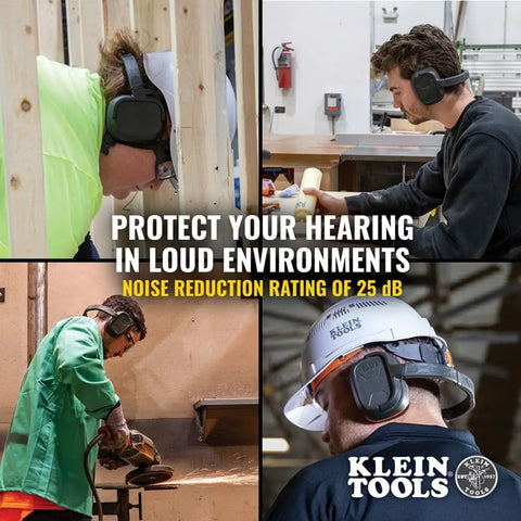 People using Behind-The-Head Ear Muffs With 25dB NRR Hearing Protection For Construction, Manufacturing, Maintenance And Woodworking